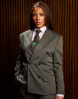 Green Cropped Double Breasted Suit