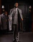 Grey Double Breasted Overcoat