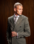 Green Cropped Double Breasted Suit
