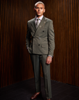 Green Cropped Double Breasted Suit