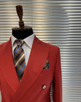 Crimson Double-Breasted Blazer
