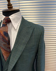 Forest Green Windowpane Three-Piece Suit