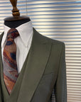 Olive Green Peak Lapel Suit
