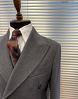 Grey Double Breasted Overcoat