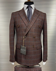 Chocolate Brown Tweed Double-Breasted Suit