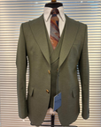 Olive Green Peak Lapel Suit