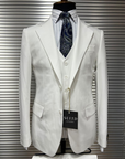 White Peak Lapel Three-Piece Suit