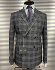 Charcoal Glen Plaid Double-Breasted Suit