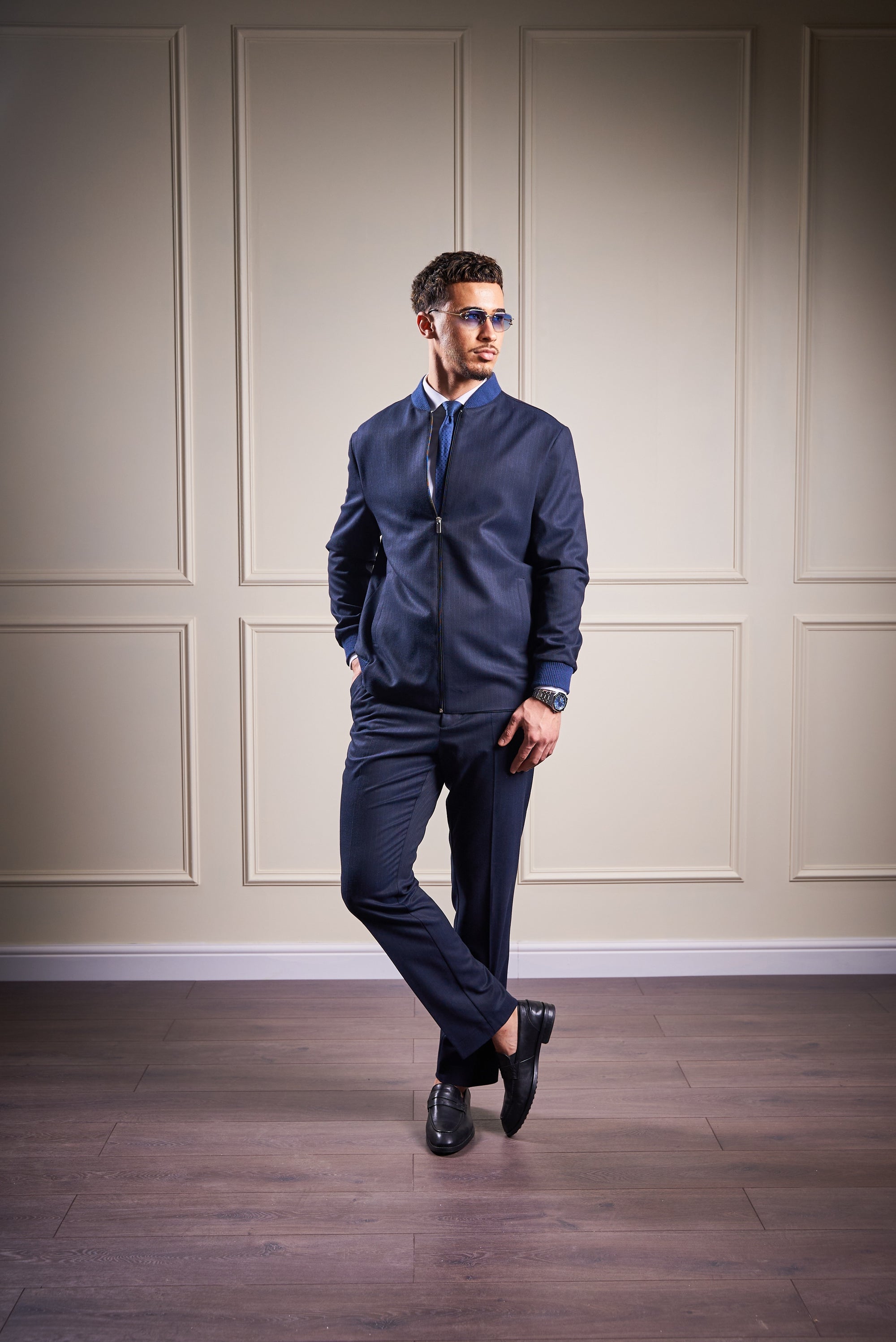 Blue Pinstripe Trackie Suit