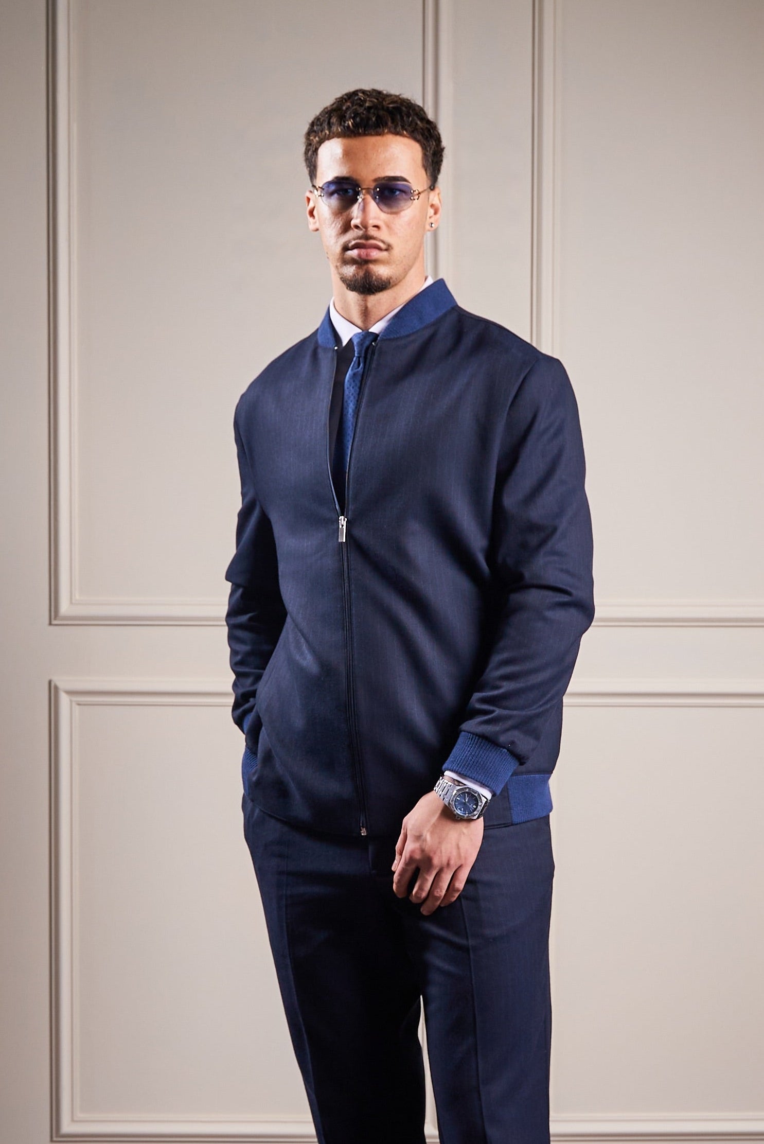 Blue Pinstripe Trackie Suit