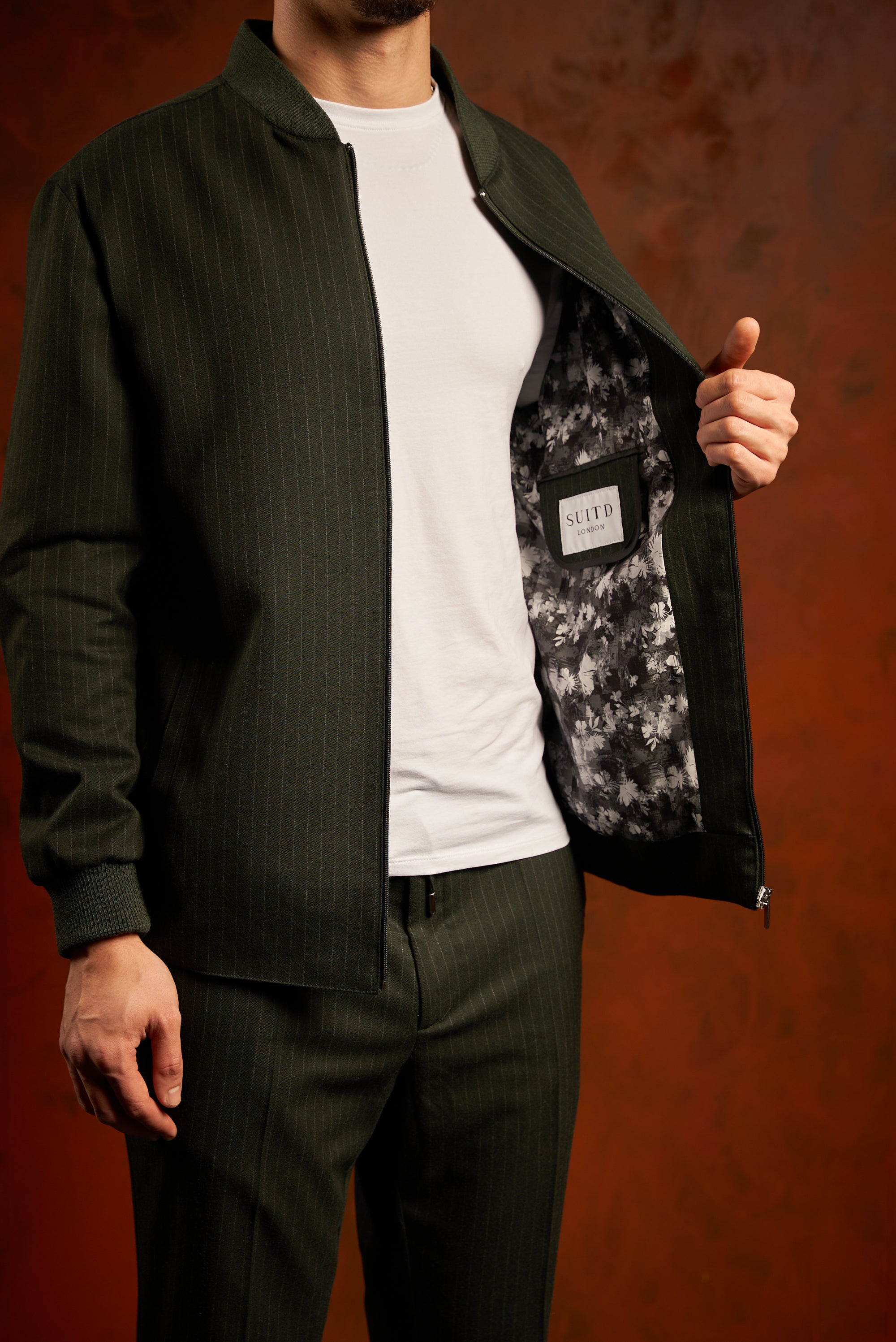 Green Pinstripe Trackie Suit